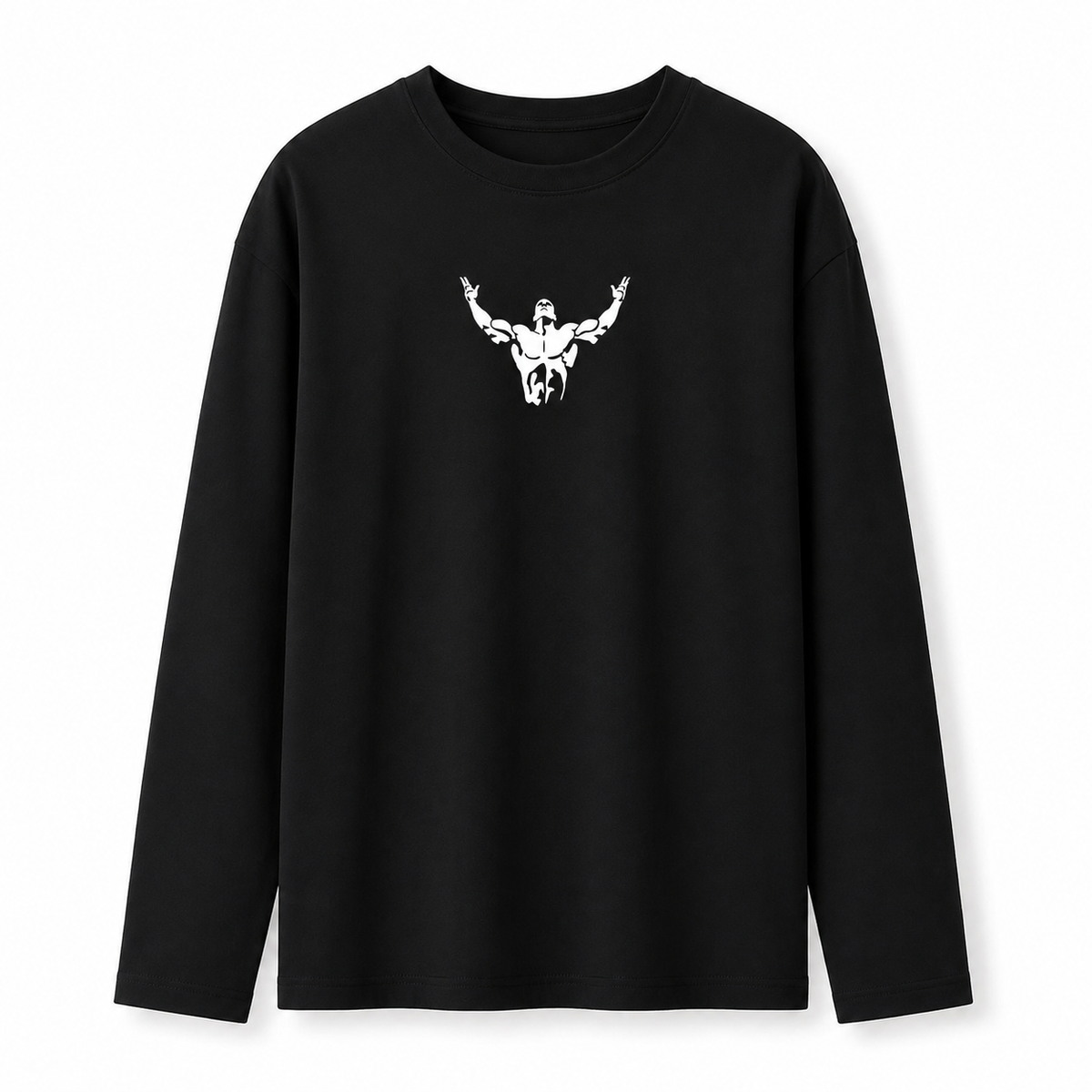 Bodybuilder Graphic Black Long Sleeve Gym T-Shirt – Regular Fit