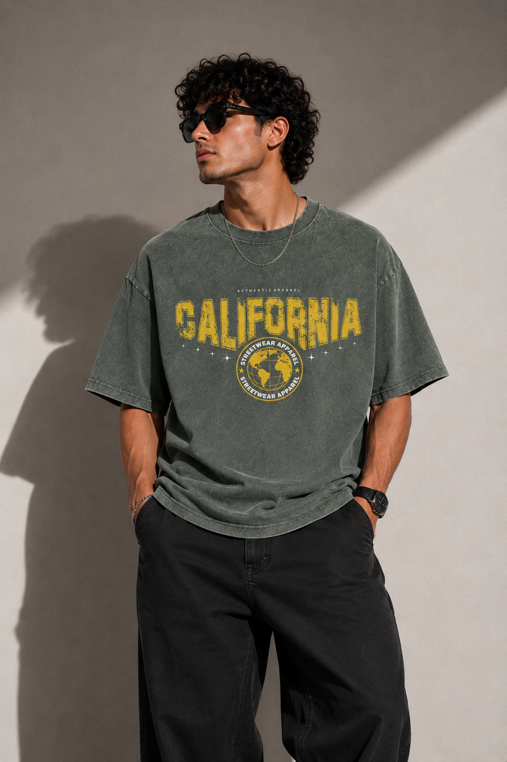 California Streetwear Oversized Acid Wash T-Shirt