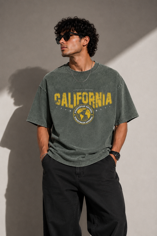California Streetwear Oversized Acid Wash T-Shirt