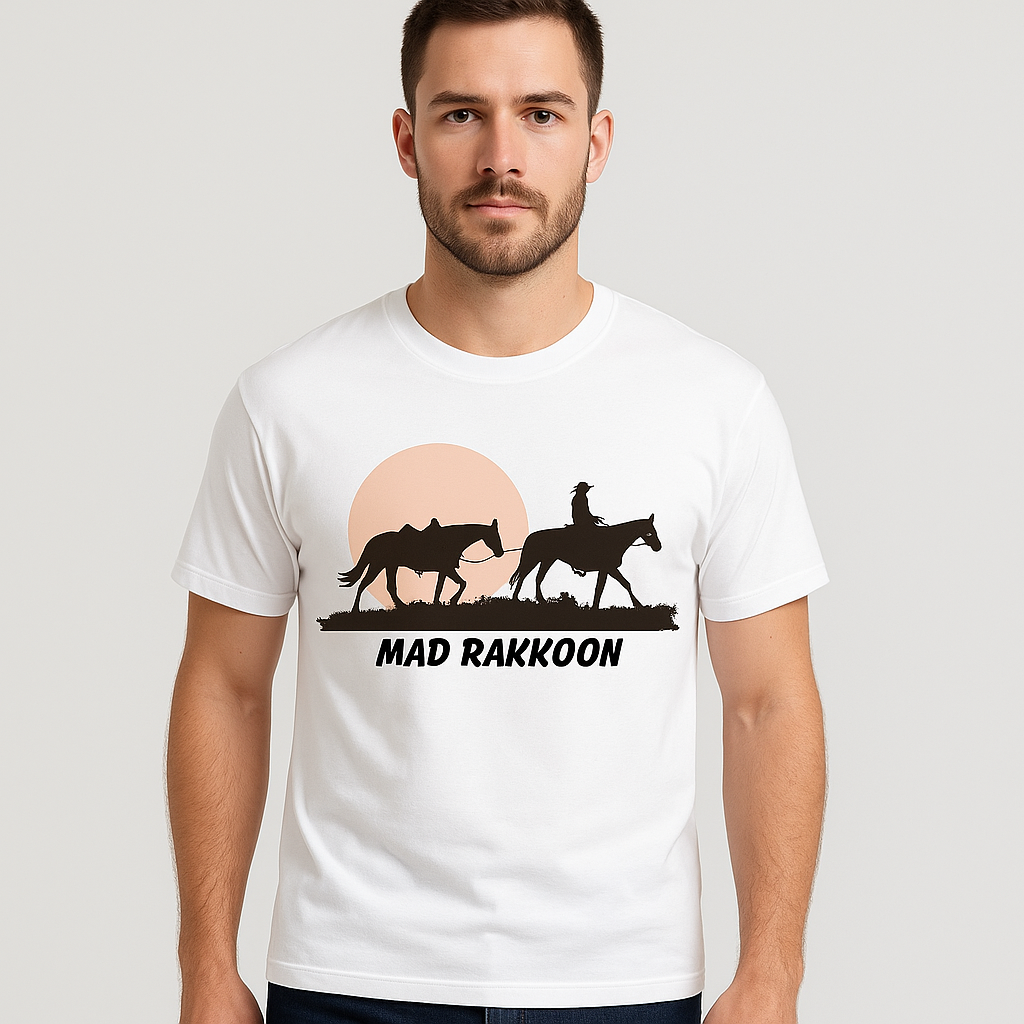 Sunset Cowboy Silhouette Tee – Mad Rakkoon Western Edition
