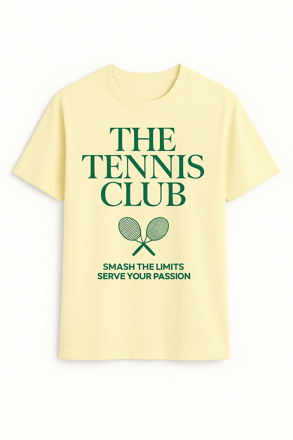 The Tennis Club Premium Tee – Light Yellow Sports Graphic T-Shirt