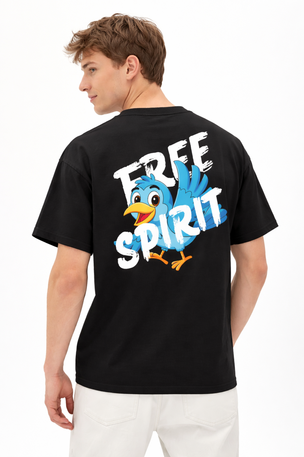 Free Spirit Oversized Black T-Shirt – 240 GSM Heavyweight Cotton