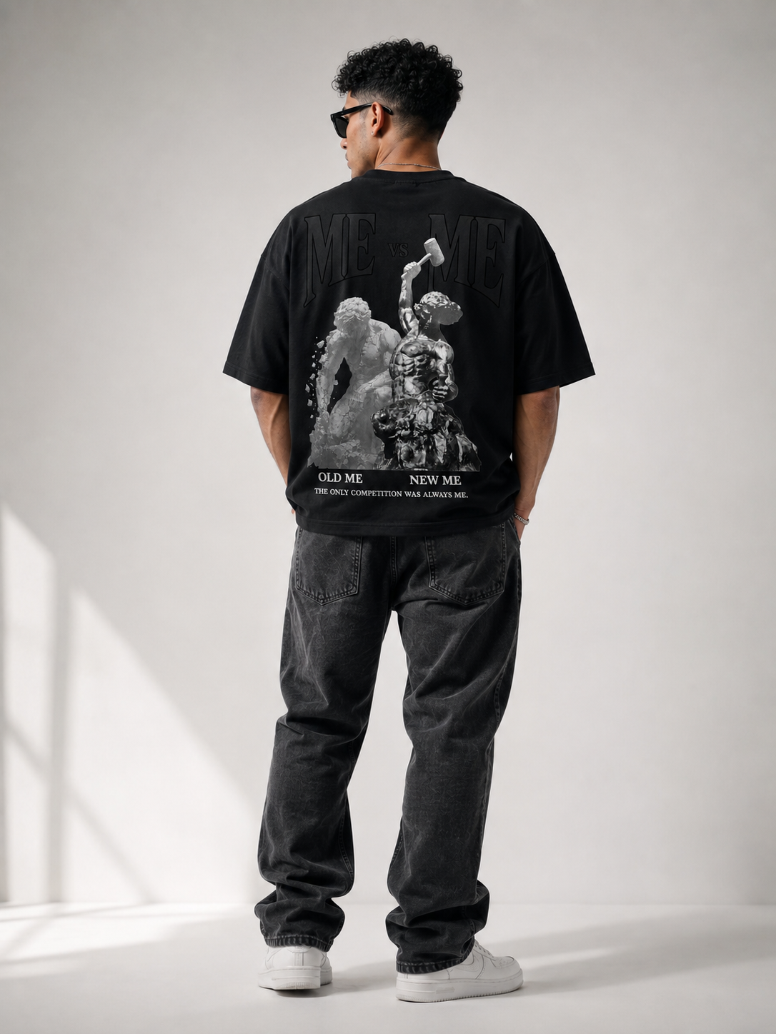ME VS ME Black Cotton T Shirt