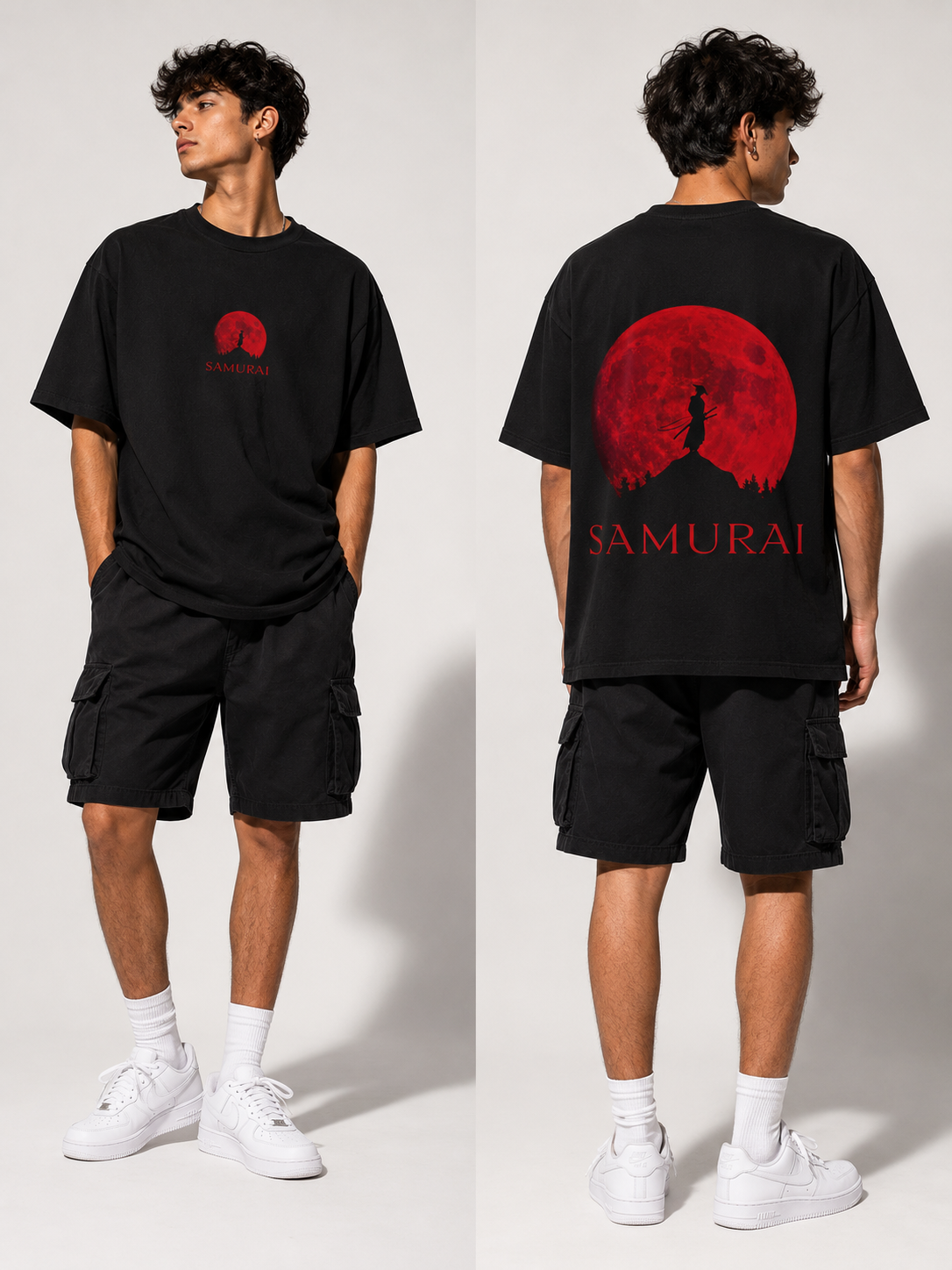 Samurai Blood Moon Oversized T-Shirt