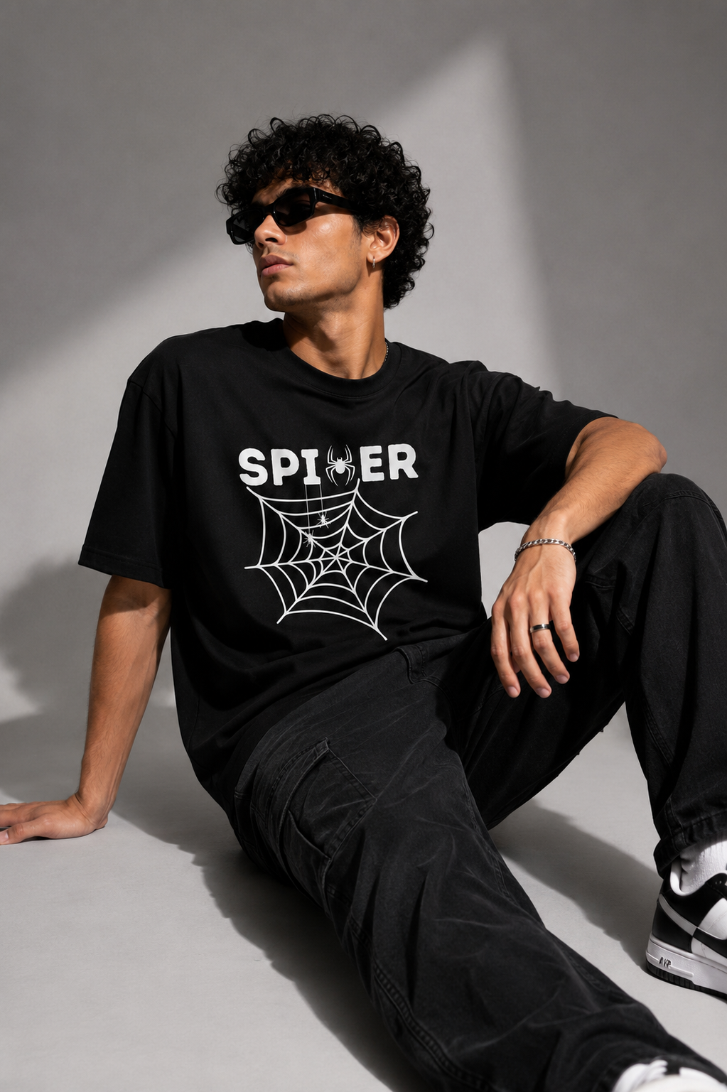 Black Graphic Cotton T shirt