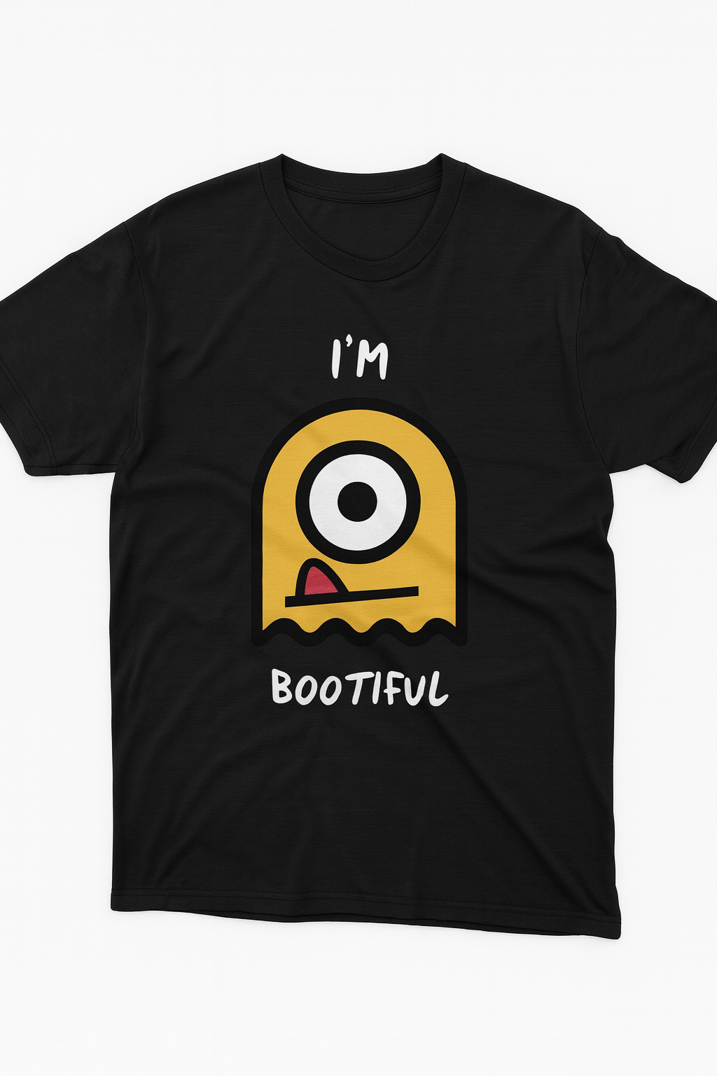 Black Graphic Tee – “I’m Bootiful” Fun Cartoon Print | Mad Rakkoon
