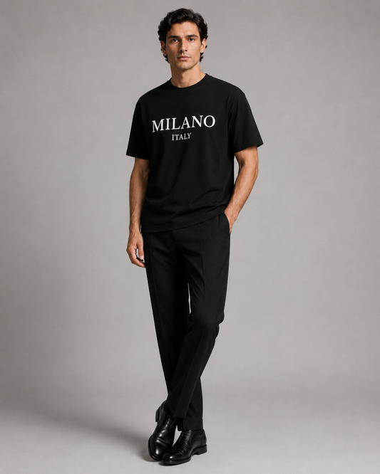 Milano Italy Premium Black T-Shirt – Relaxed Fit