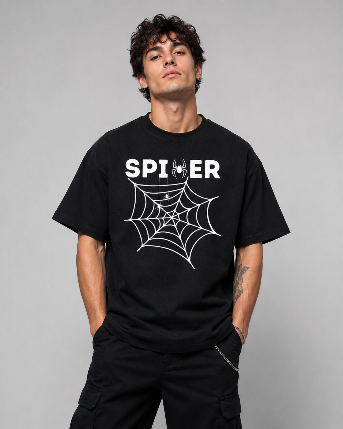 Black Graphic Cotton T shirt