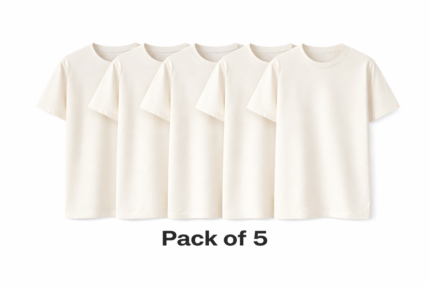 Mad Rakkoon 5-Pack Heavyweight Cotton T-Shirts – 220 GSM Premium Crew Neck Essentials