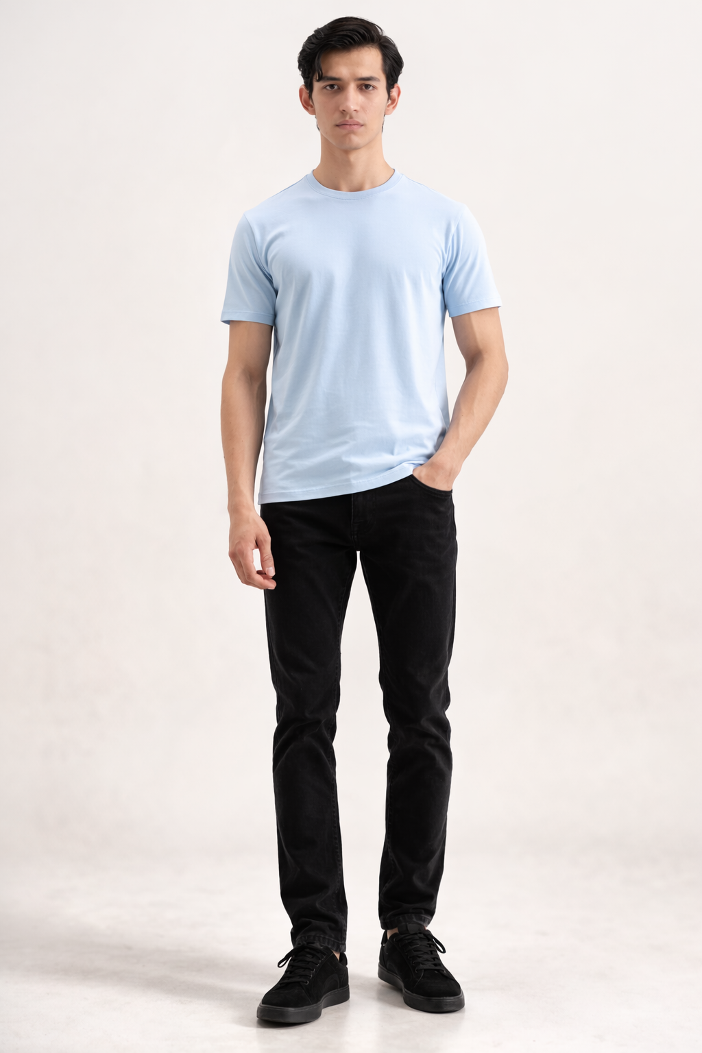 Light Blue Cotton T-Shirt – 180 GSM Regular Fit Summer Essential
