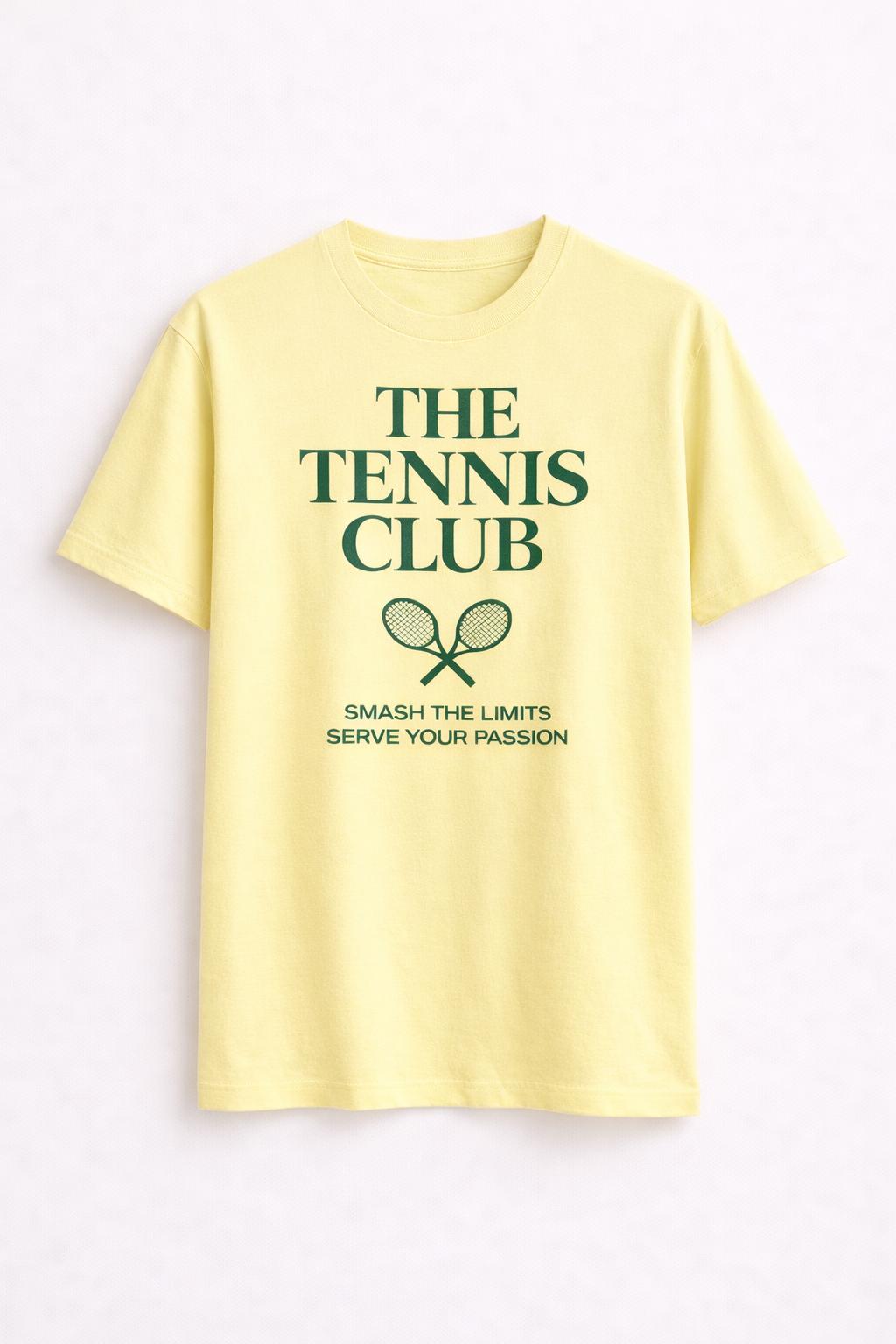 The Tennis Club Premium Tee – Light Yellow Sports Graphic T-Shirt