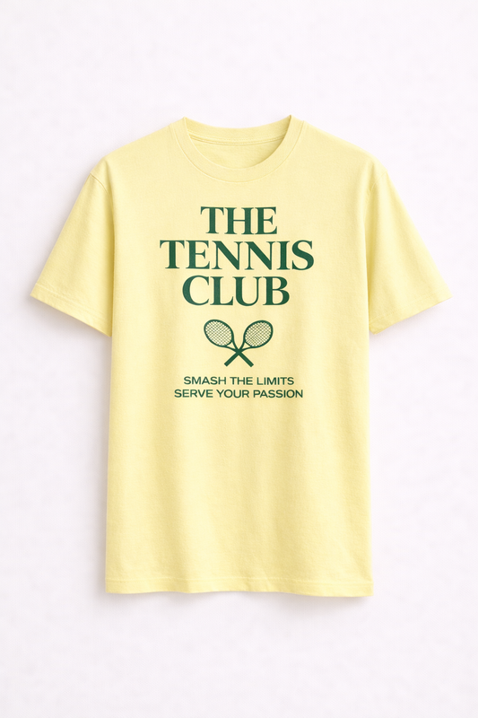 The Tennis Club Premium Tee – Light Yellow Sports Graphic T-Shirt