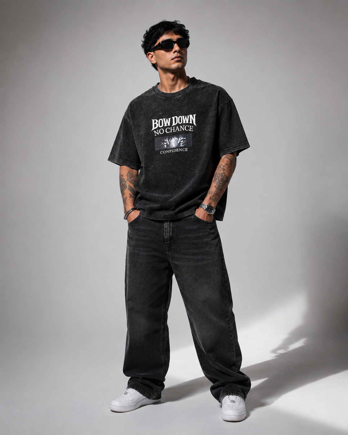 BOW DOWN – Premium Embroidered Acid Wash T-Shirt