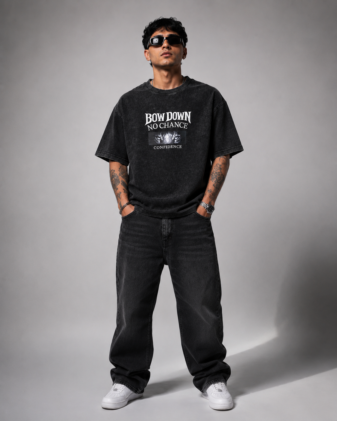 BOW DOWN – Premium Embroidered Acid Wash T-Shirt
