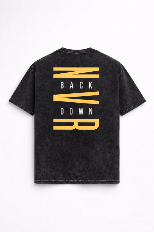 Back Down Black Acid Wash T-Shirt – 240 GSM Oversized Relaxed Fit