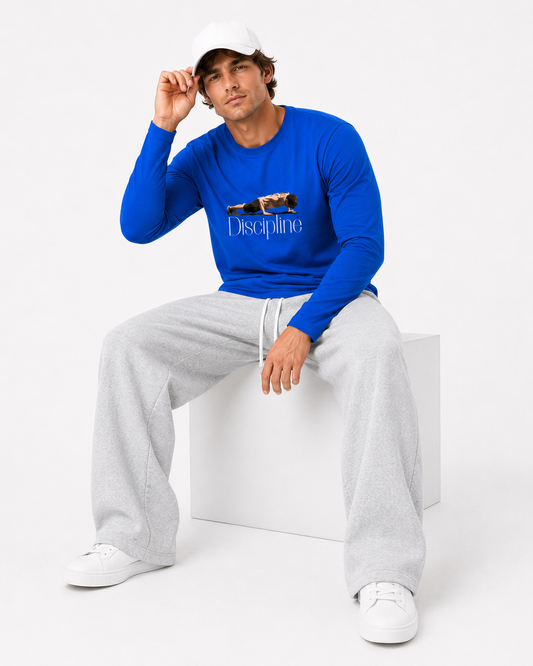 Discipline Push-Up Graphic Long-Sleeve T-Shirt – Royal Blue