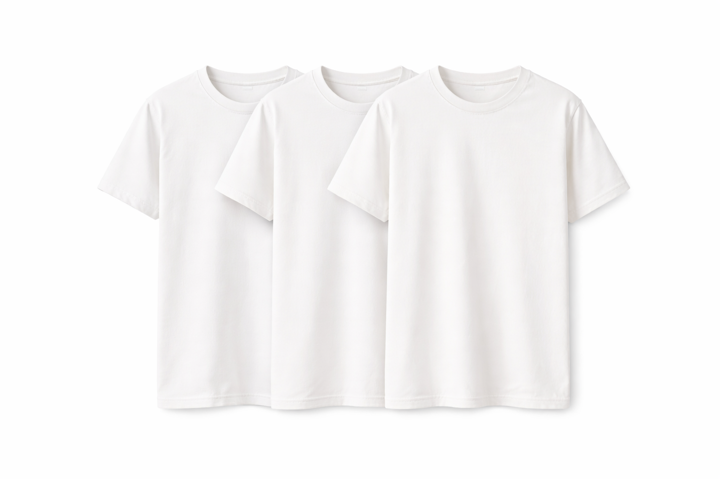 White Premium Cotton T-Shirts – Breathable Crew Neck Everyday Essential ( Pack of 3)