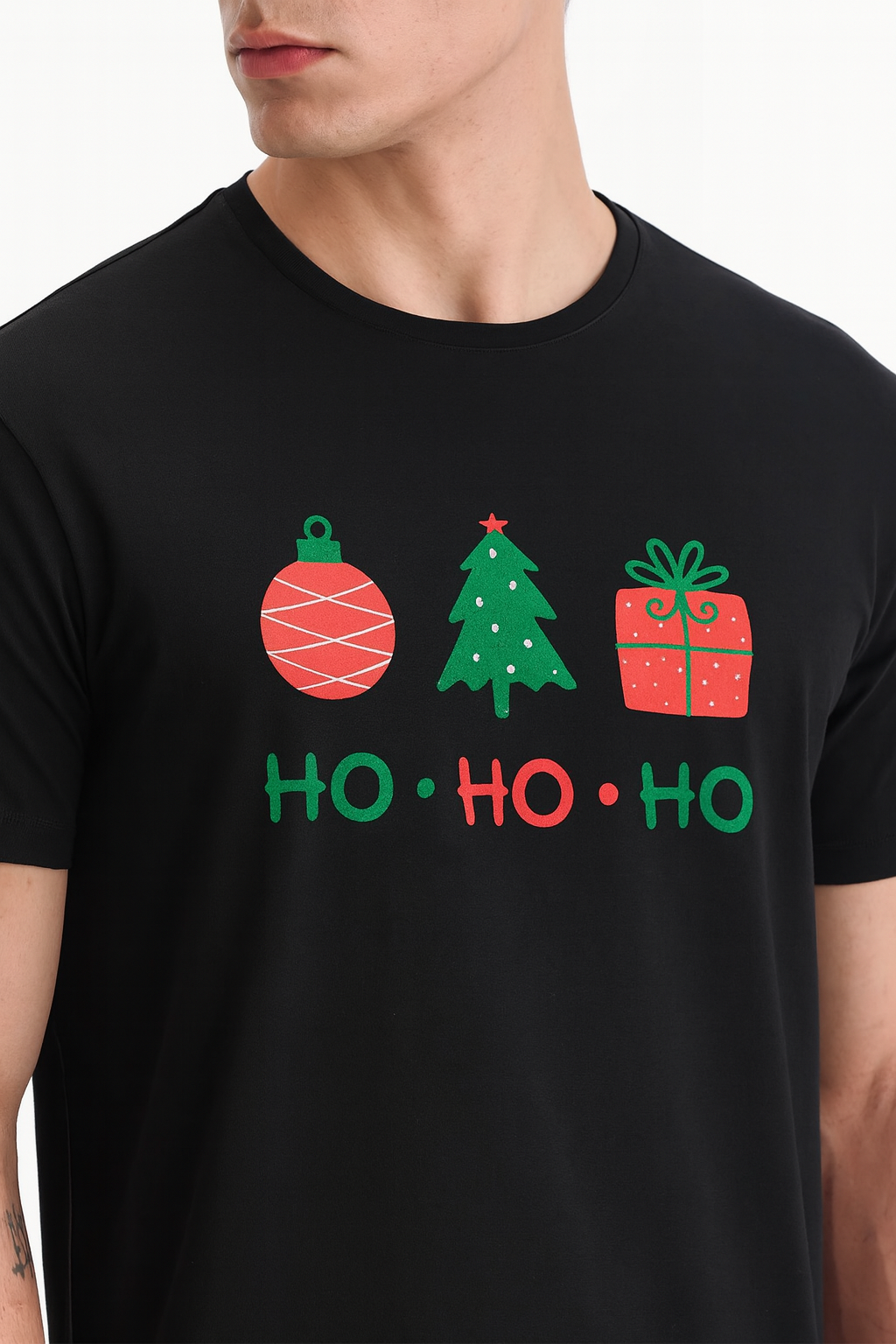 HO • HO • HO Minimal Christmas Icons Tee – Designed in British Columbia by Mad Rakkoon