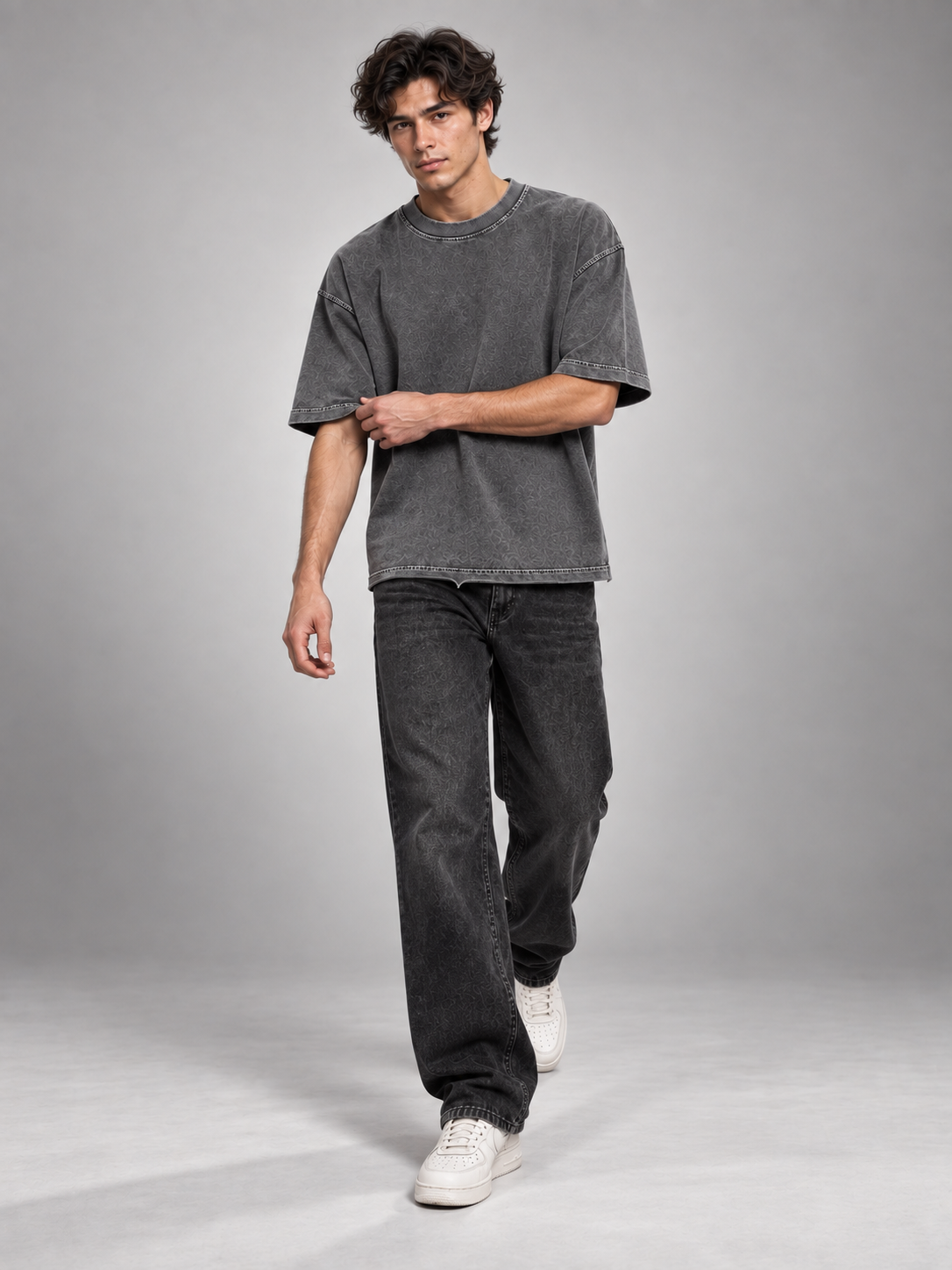 Vintage Charcoal 260 GSM Designer-Cut Baggy T-Shirt