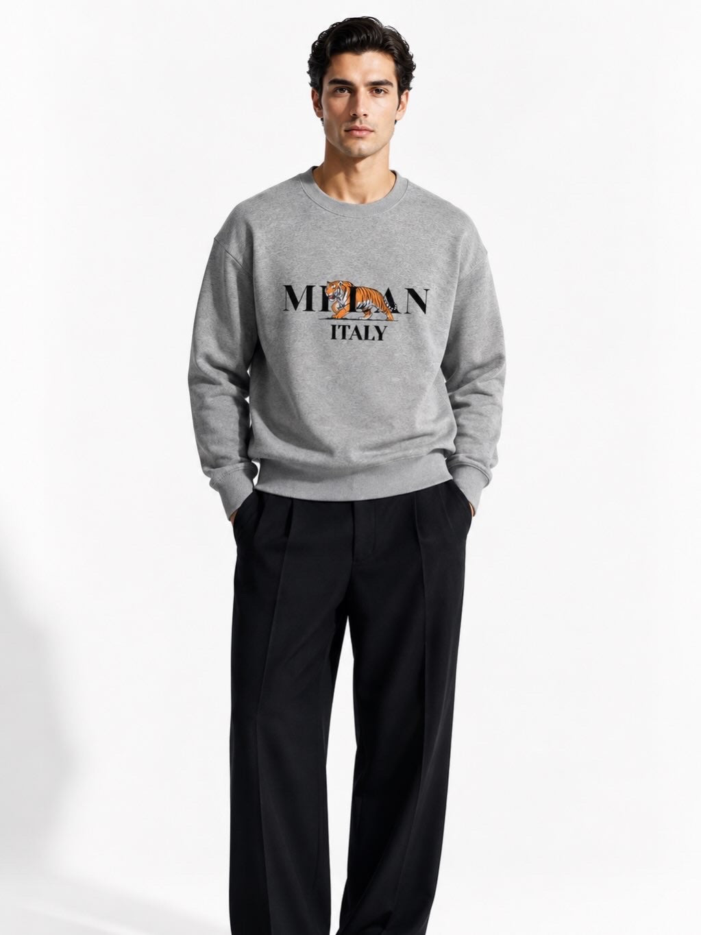 Milan Tiger Embroidered Regular-Fit Sweatshirt
