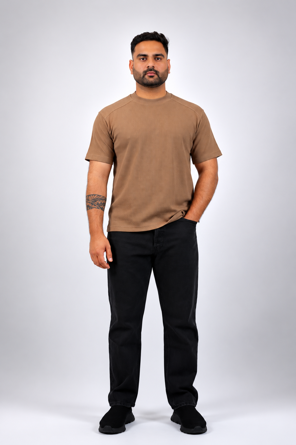 Brown Waffle T shirt