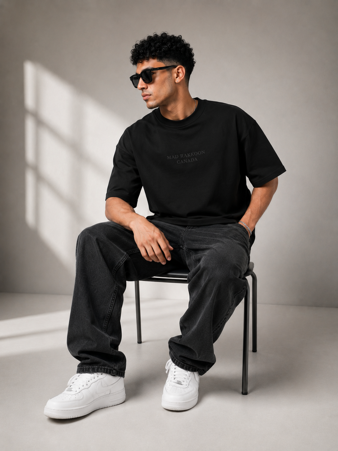 ME VS ME Black Cotton T Shirt