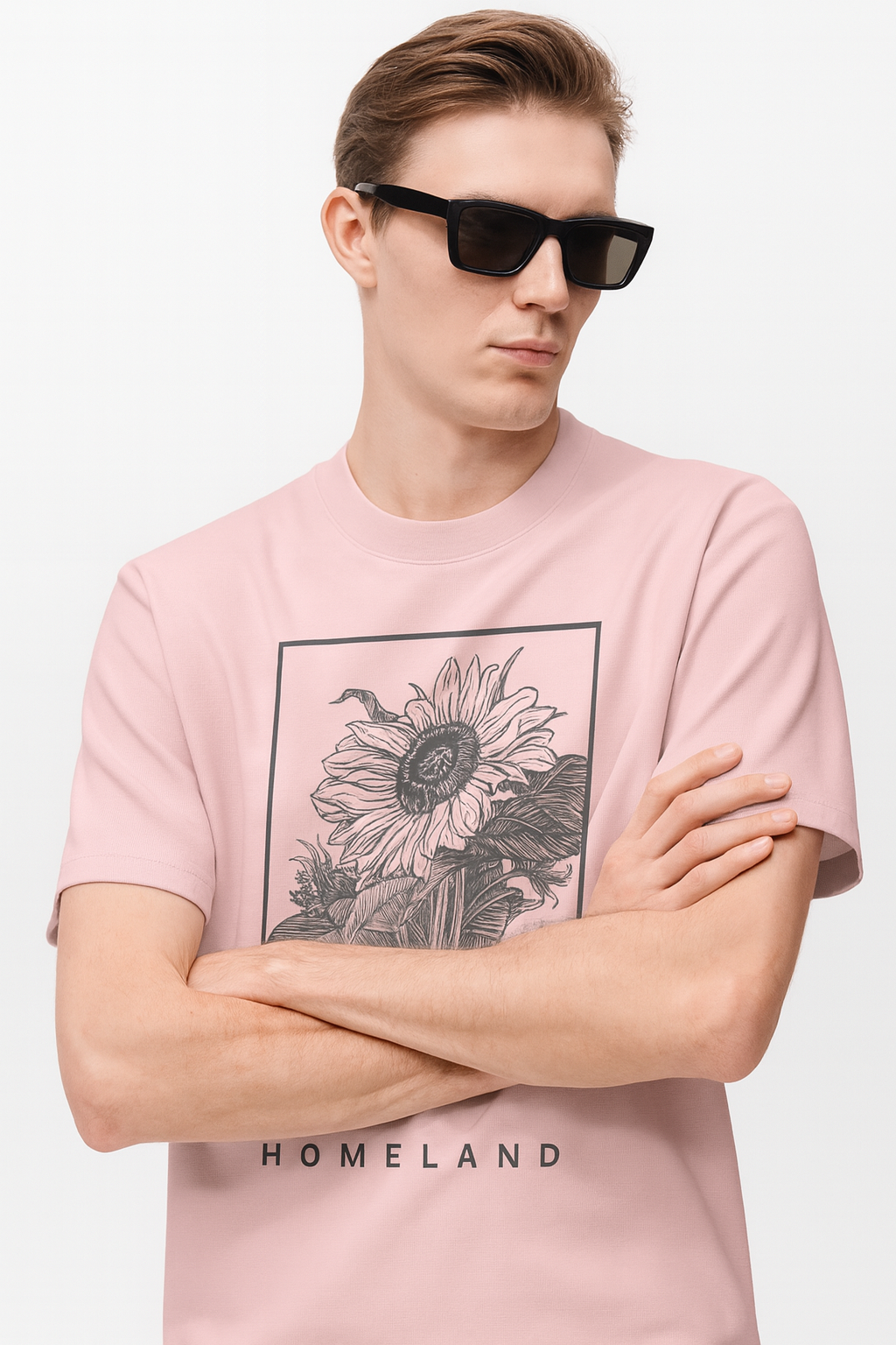 Homeland Sunflower Art Tee – Pastel Pink