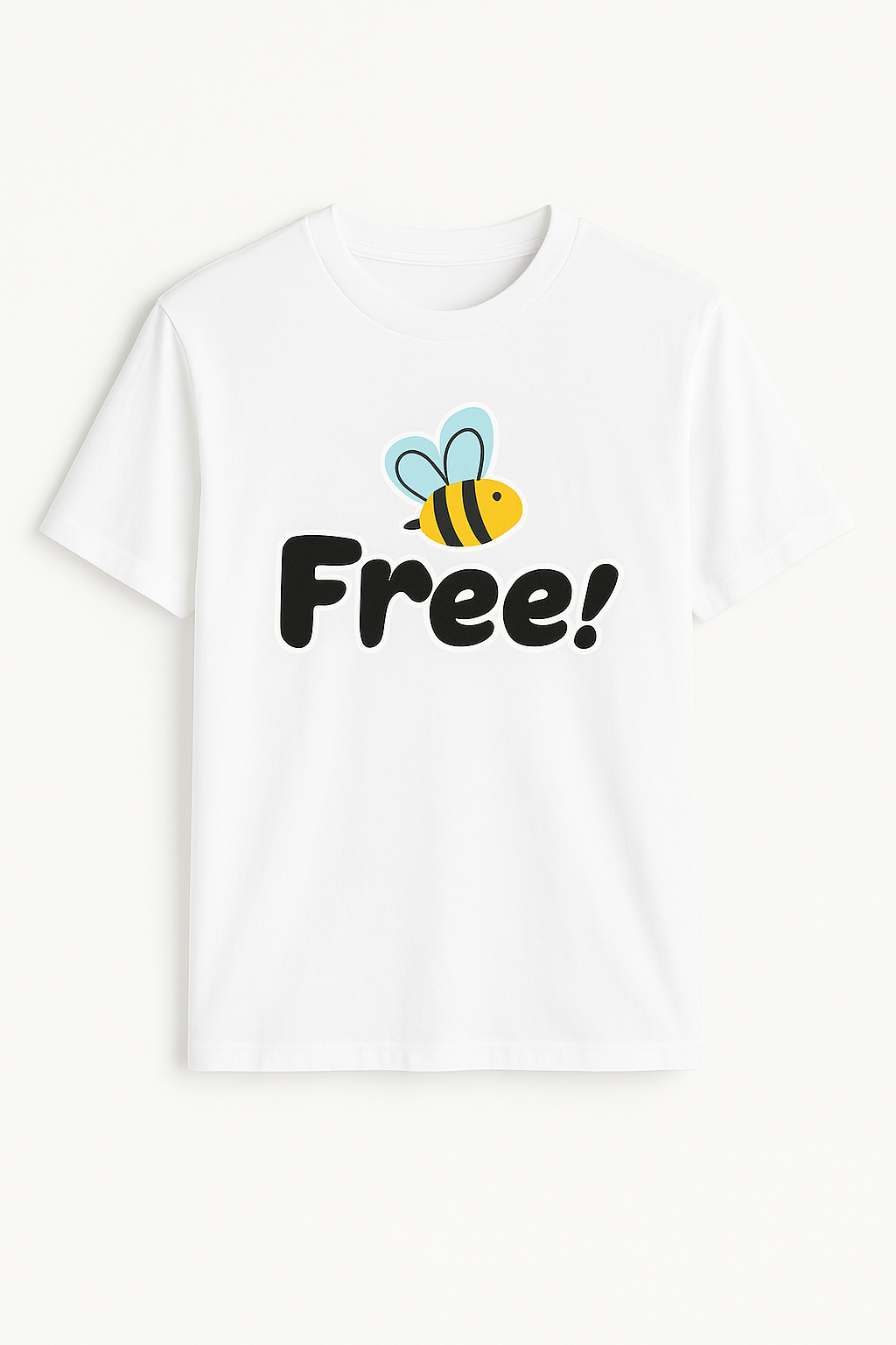 Bee Free! Graphic White T-Shirt – 100% Cotton | Fun & Minimal Design