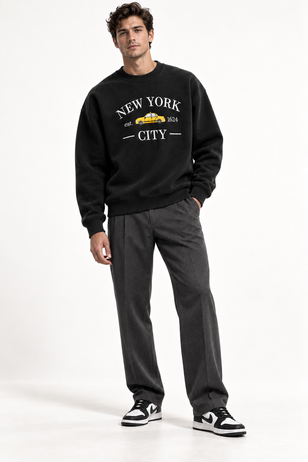 New York City Taxi Embroidered Unisex Sweatshirt – Black
