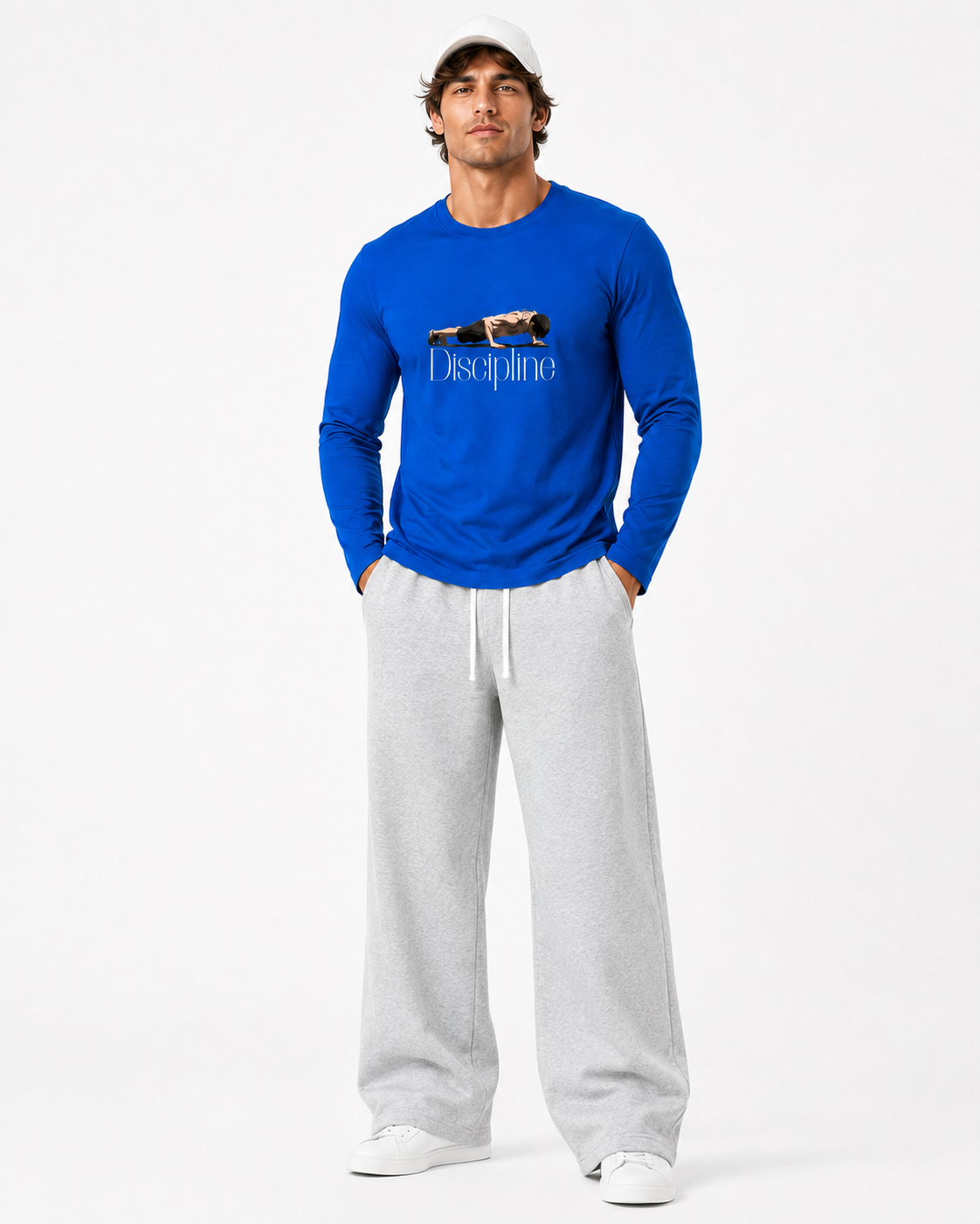 Discipline Push-Up Graphic Long-Sleeve T-Shirt – Royal Blue