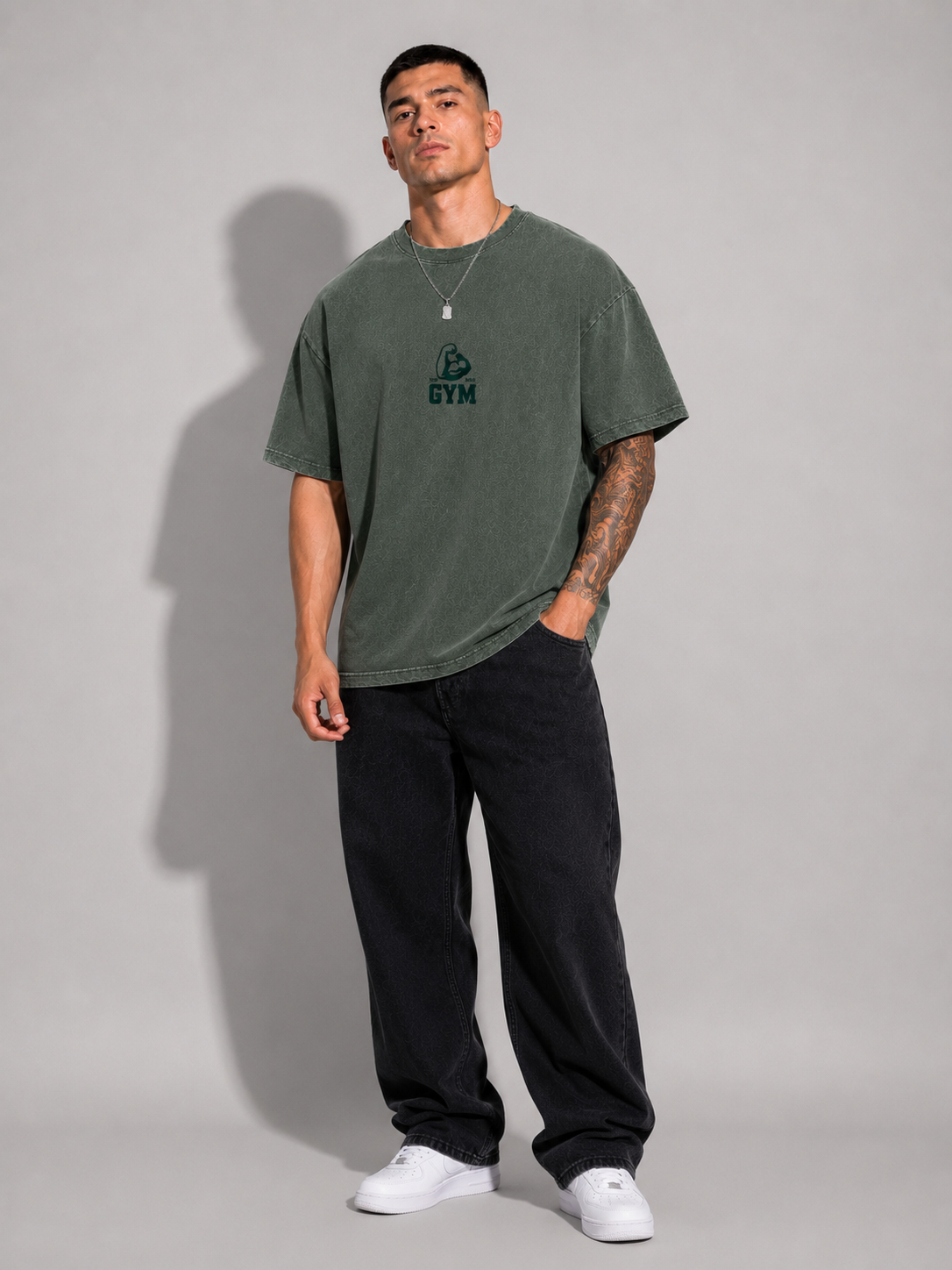 Gym Strength Acid Wash Oversized T-Shirt