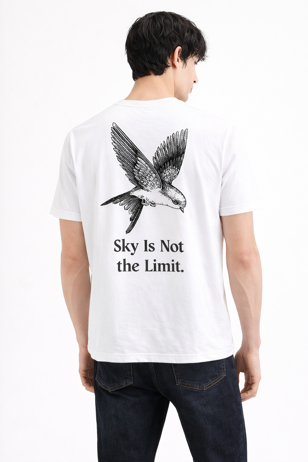 Sky Is Not the Limit White T-Shirt – 220 GSM Relaxed Fit