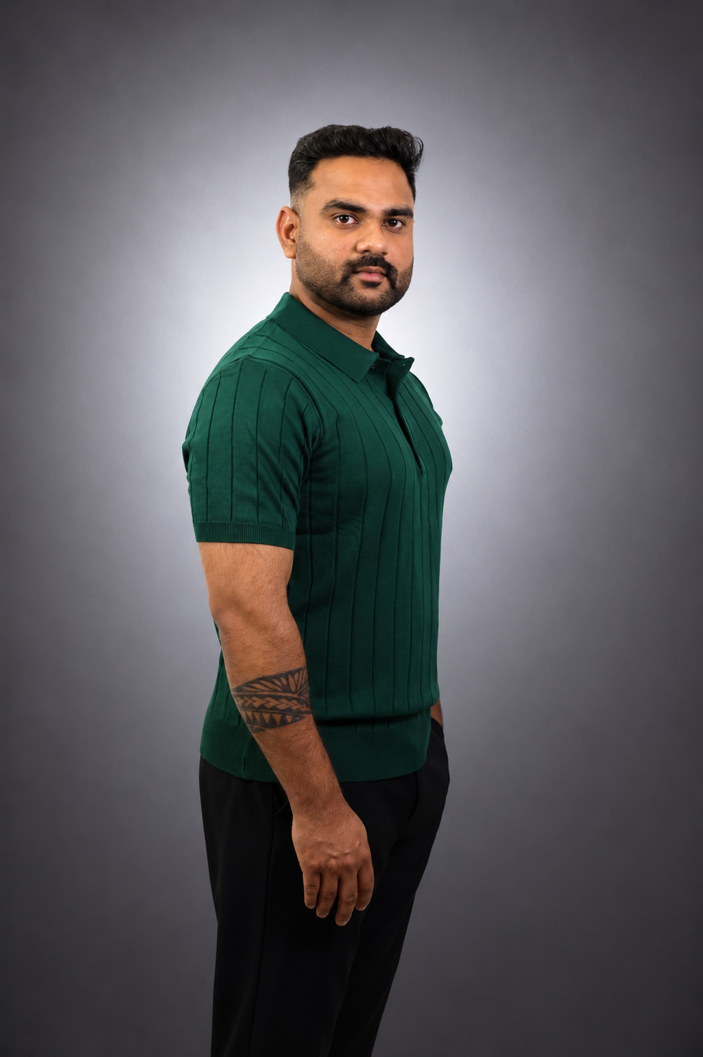 Green Knit Polo T shirt