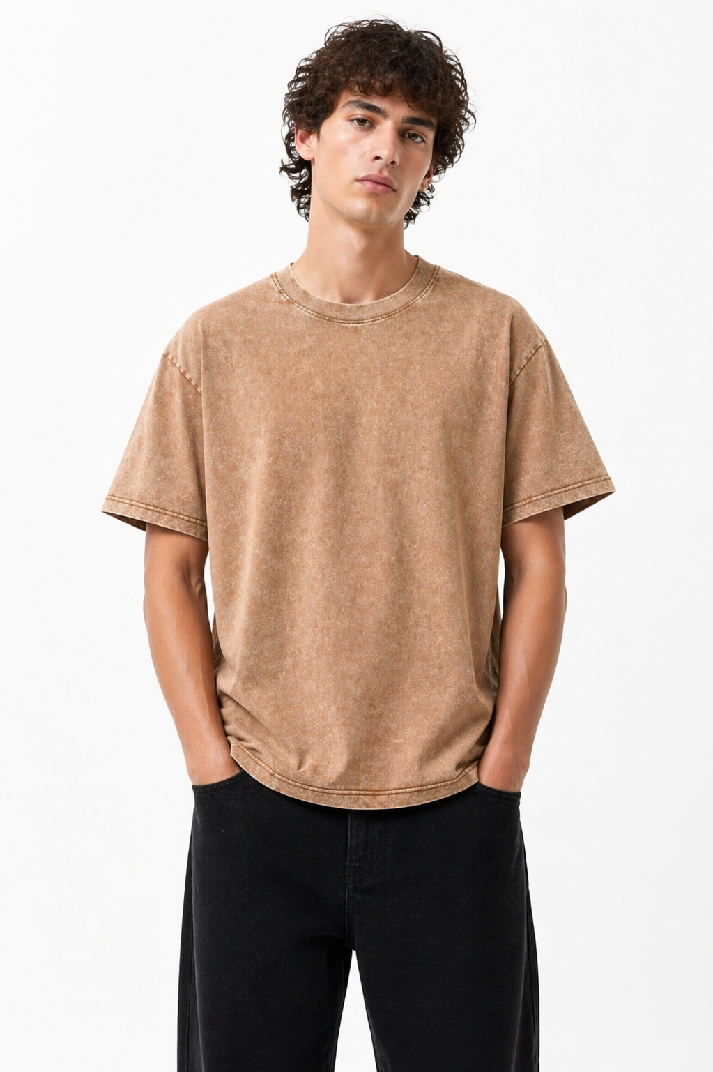 Mad Rakkoon Acid Wash Black Oversized T-Shirt – 240 GSM Heavyweight Relaxed Fit
