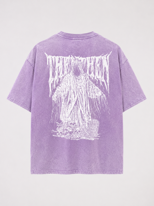 Acid Wash Purple Oversized Graphic T-Shirt