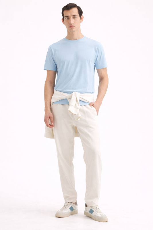 Light Blue Cotton T-Shirt – 180 GSM Regular Fit Summer Essential