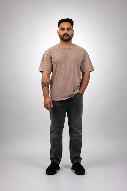 Brown Acid Wash T shirt