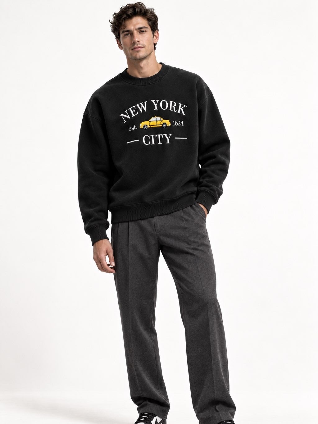 New York City Taxi Embroidered Unisex Sweatshirt – Black