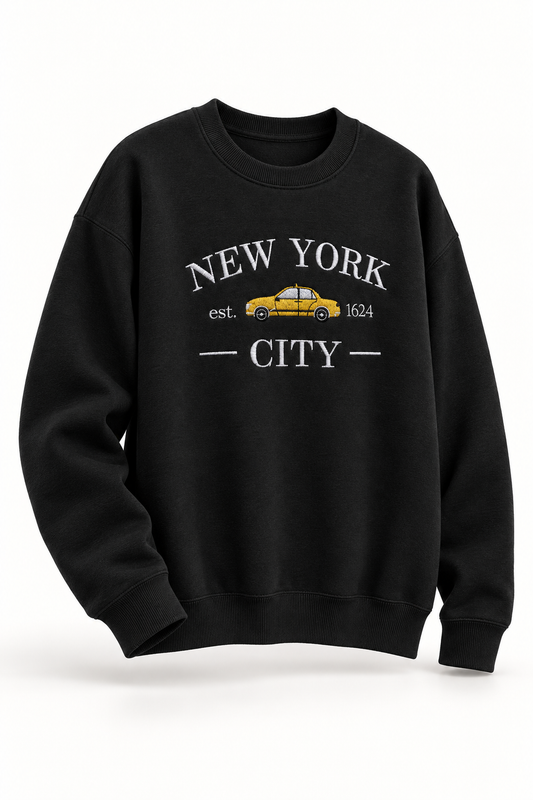 New York City Taxi Embroidered Unisex Sweatshirt – Black