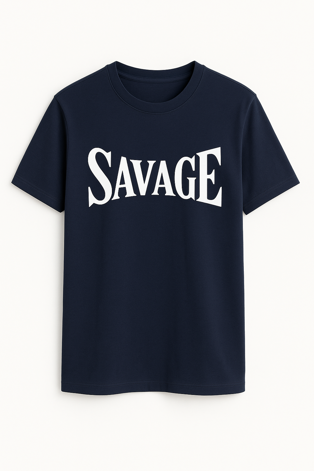 Savage Bold Typography Tee – Navy Blue Premium Cotton | Streetwear Graphic T-Shirt