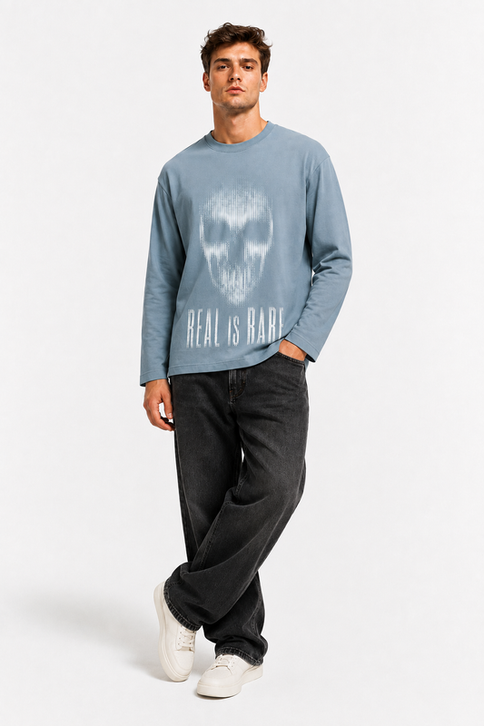 Real Is Rare Skull Graphic 240 GSM Long-Sleeve T-Shirt – Unisex