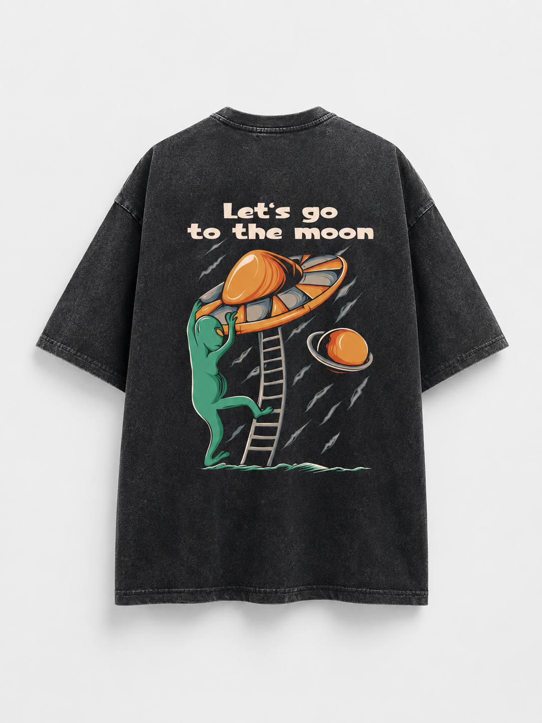Let’s Go to the Moon Oversized Acid Wash T-Shirt