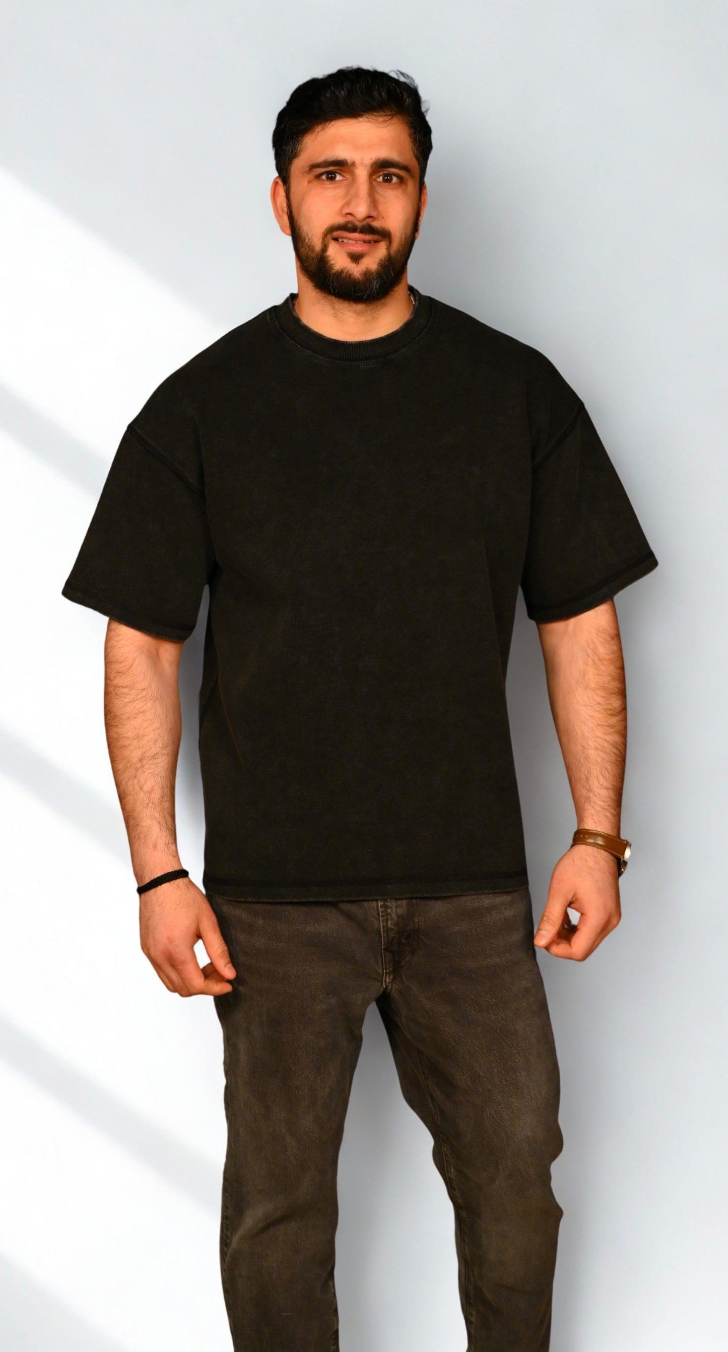 Premium Black Acid Wash Oversized T-Shirt – Heavyweight Luxury Fit 400gsm