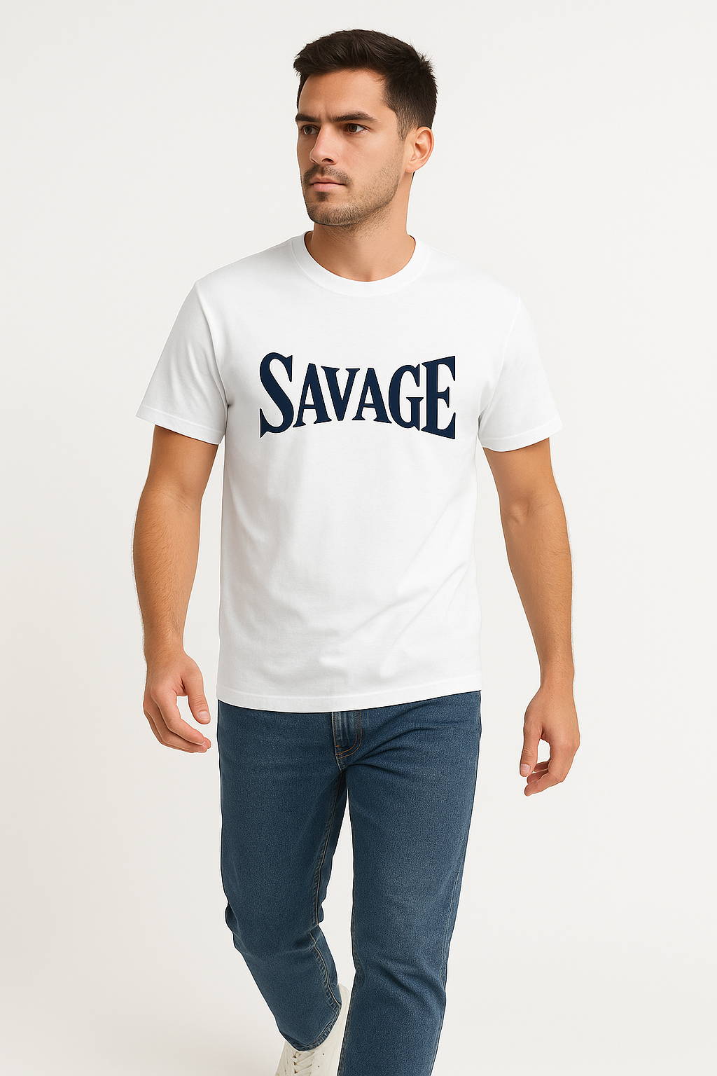 Savage Minimalist White Graphic Tee – Premium Cotton Streetwear T-Shirt