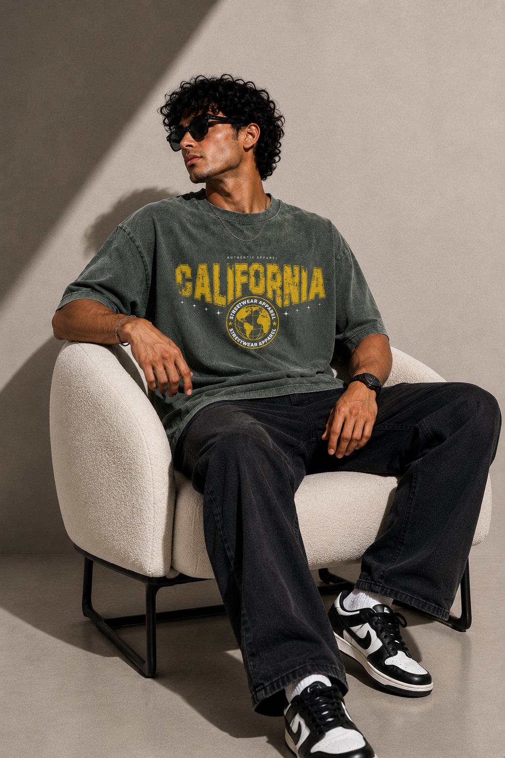California Streetwear Oversized Acid Wash T-Shirt