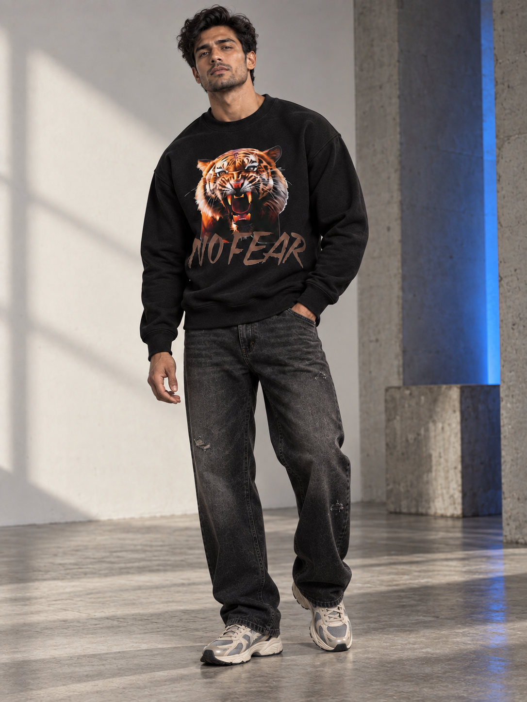 No Fear Tiger Graphic Sweatshirt – Black