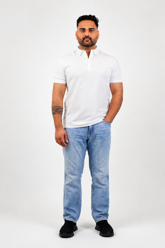 White Color Regular Fit Polo T shirt