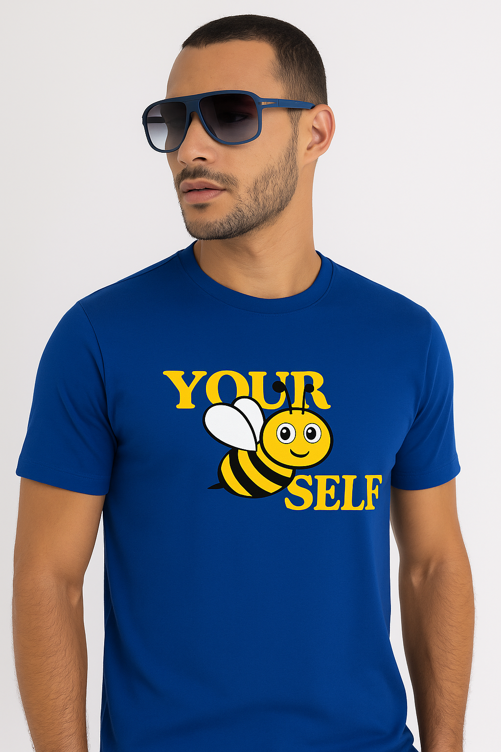 Bee Yourself – Premium Royal Blue Motivation Tee | 100% Cotton Streetwear