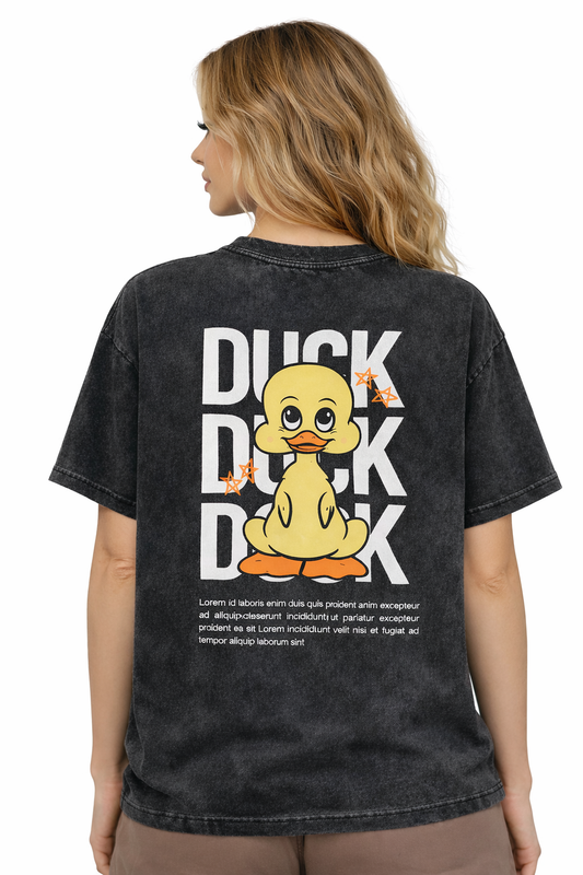 Duck Back Graphic Oversized T-Shirt – Relaxed Fit Unisex Streetwear