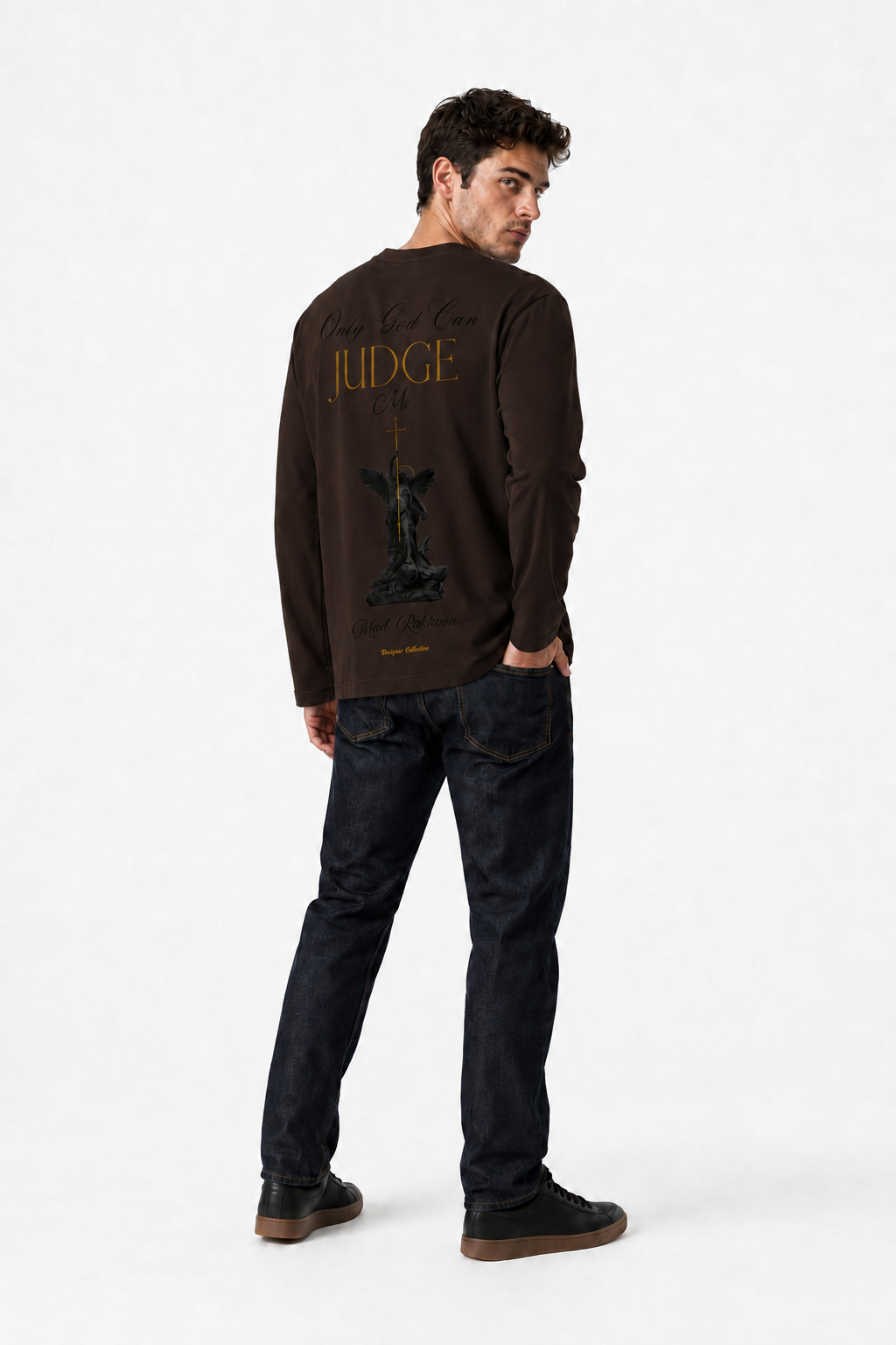 Only God Can Judge Me Dark Brown Long-Sleeve Graphic T-Shirt